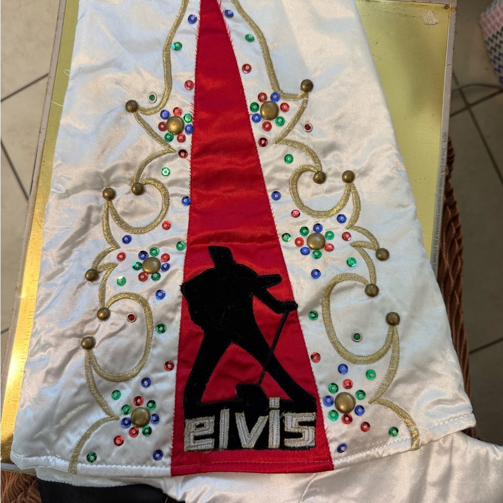 Elvis Themed White and Red Stocking
